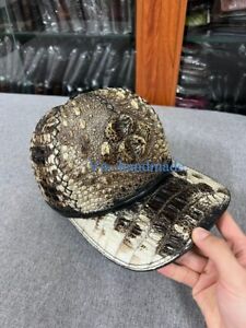  Natural  Genuine Crocodile Alligator Skin Unique Baseball Adjustable Hat Cap,