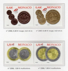 Monaco 2002 Y&TN°2356 à 2359 pièces de monnaies monégasque timbre neuf MNH/Almo1 - Picture 1 of 1