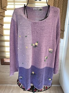 Kim Rogers Purple 3/4 Sleeve Pullover Sweater Size 2X - Picture 1 of 9