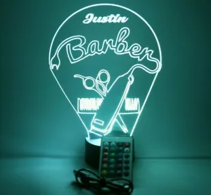 Friseursalon Friseur Schnitt Bräutigam Männer Nachtlicht Lampe LED personalisiert & ferngesteuert - Bild 1 von 12
