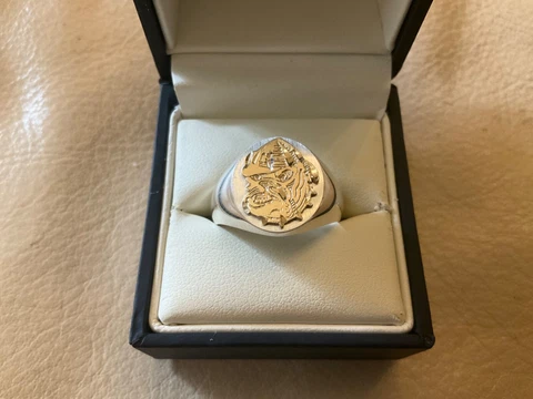 10K Gold UGA BULLDOGS University of Georgia Sterling Silver Signet Ring 10 3/4 Cover