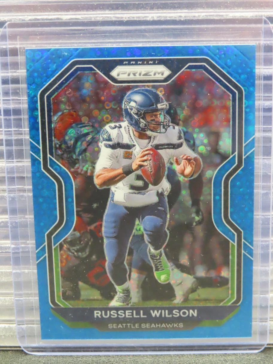 2020 Panini Prizm Russell Wilson No Huddle Blue Prizm #20/79 #294 Seahawks