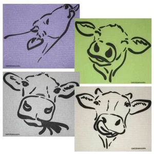 Swedish Dishcloths Cow Silhouette Set of 4 (1 of each design) Eco Friendly Cloth - Picture 1 of 10