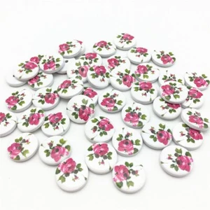 10 White Vintage Rose Wooden Buttons Handmade Sewing Crocheting Craft 15mm - Picture 1 of 2