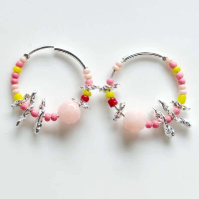 Nuevos pendientes de aro de cuentas de peregrino de 2 cm regalo moda mujeres fiesta vacaciones joyería Foto 1 de 3