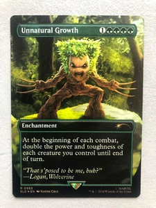 Mtg Carte Magic Secret Lair Marvel Wolverine Groot Unnatural Growth FOIL NM - Foto 1 di 2