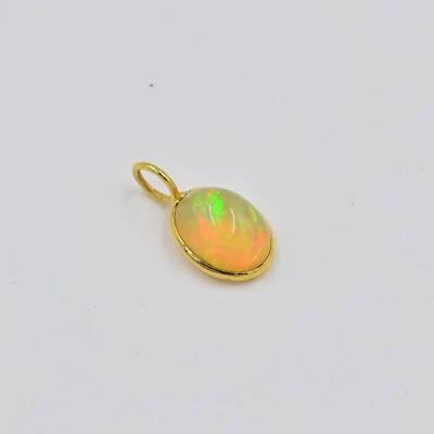 Natural Ethiopian Opal Pendant 18K Solid Gold charm Handmade Charm for Necklace - Image 1 of 4