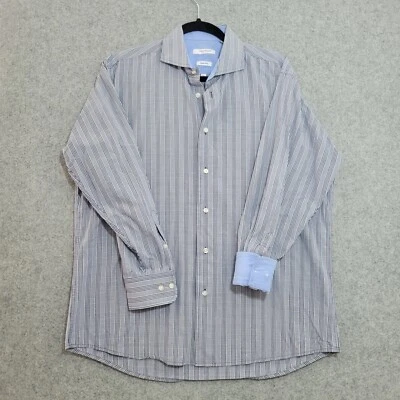 Camisa de vestir para hombre Isaac Mizrahi calce ajustado manga larga azul talla 16,5 32/33  Foto 1 de 4