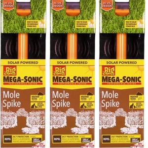 3x The Big Cheese Mega-Sonic Solar Powered Mole Spike Deterrer Repel STV757 - Picture 1 of 1