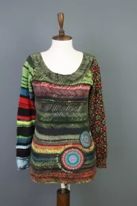 Blusa Blusa Top Túnica Elástica Abstracta Multicolor Desigual Talla L - Imagen 1 de 13