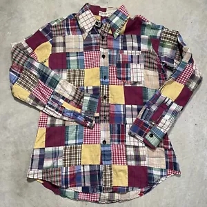 Camicia vintage Boston Store Milwaukee stampa patchwork L/S bottoni adulto GRANDE - Foto 1 di 8