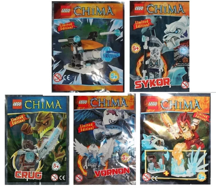 5 Pack Legends of Chima Magazine Limited Edition Foil Polybags LE Minifigures - Image 1 of 1