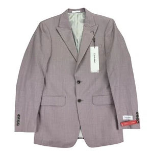 Calvin Klein Mens X Slim Fit Wool Blend Stretch Sharkskin Suit Jacket Pink 38L - Picture 1 of 5