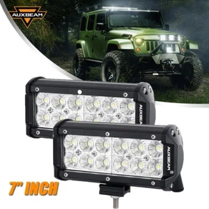 AUXBEAM 2pcs 7" LED Work Light Bar White Offroad Work Lamps For Jeep Truck Ford - Foto 1 di 12