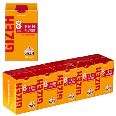 GIZEH Fein Filter 8mm 10 x 100er Box Drehfilter Eindrehfilter Zigarettenfilter - Bild 1 von 3