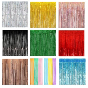 2 Stück Lametta Vorhang 100x250cm, Glitzer Hintergrund Dekoration Folie Fransen - Bild 1 von 84