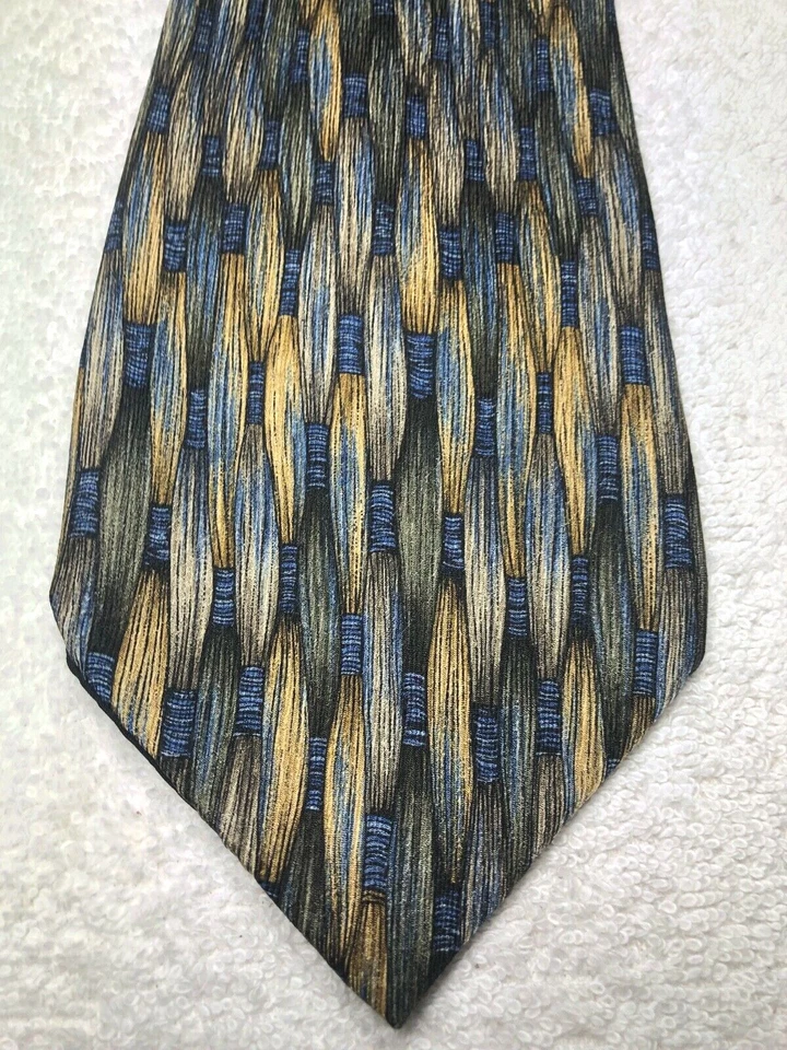 MARTIN WONG MENS TIE BLUE BROWN GRAY GOLD 4 X 60 - Image 1 of 4
