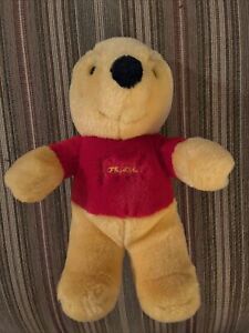 VTG Winnie the Pooh Stuffed Plush Bear by Gund Disney Sears 10 Inch Yellow Red