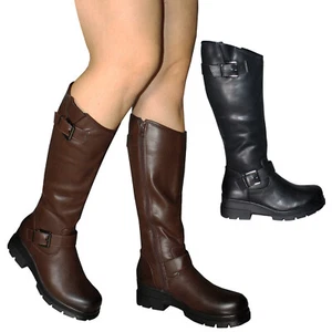Womens Eco Leather Comfortable Long Ankle Boots 862 - Picture 1 of 10