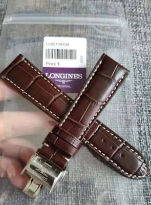 Correa de cocodrilo LONGINES genuina con cierre de despliegue para COLECCIÓN MAESTRA Foto 1 de 4