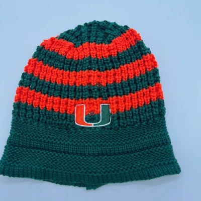 Adidas Miami Hurricanes Gorro Tejido Sombrero Naranja Verde Fútbol Colegial Foto 1 de 4