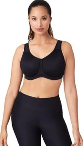 Wacoal 855170 Sport Simone High Impact Black Underwire Bra Sz 42D - Picture 1 of 6
