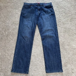 Pantalones de mezclilla Lucky Brand para hombre 36x32 azul lavado oscuro algodón elástico 221 rectos originales - Imagen 1 de 7