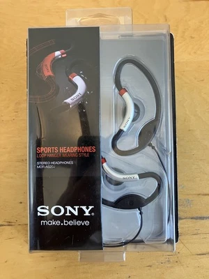 Sony MDR-AS20J Sports Loop Hanger Headphones - Black/Red - New Sealed in Package - Image 1 of 3