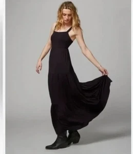 Soma Layered Trapeze Maxi Bra Dress Size M Black knit tiered sleeveless beach - Picture 1 of 9