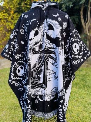 The Night Mare Before Christmas Alpaca Wool Blend Poncho. Unisex Made In Ecuador - Image 1 of 4