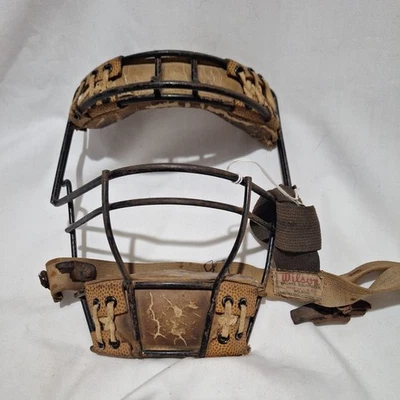 ANTIQUE VINTAGE Wilson LEATHER INTERCOLLEGIATE CATCHERS/UMPIRES MASK  B23 - Image 1 of 4
