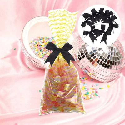  50pcs Mini Ribbon Bows Crafts Twist Tie For Wrapping Small Treat Bags Christmas - Image 1 of 4