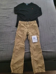 Boys 2 Piece Set. Long Sleeve Ralph Lauren Polo Shirt & Gap Cargo Pants Size 7 - Picture 1 of 6