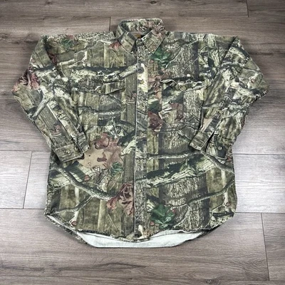 Browning Mens Camo Long Sleeve Button Up Hunting Shirt L Cotton Blend RealTree - Image 1 of 4