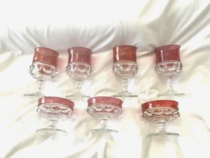 Copas de vidrio con huella digital de arándano (4) y tazas de Sherbet (3) corona de reyes franceses - Imagen 1 de 6