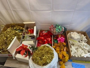 Vintage Weihnachten Konvolut - Lametta, Schleifen, gehäkelte Engel - Bild 1 von 6