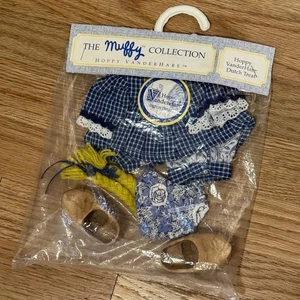 Zuecos de madera VanderBear Ware Hoppy Vanderhare Dutch Treat azul y blanco nuevo conjunto - Imagen 1 de 3