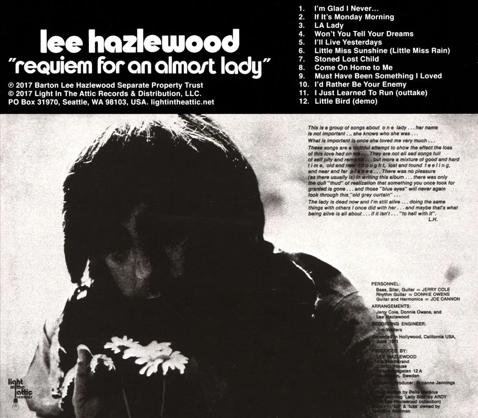 Requiem for an Almost Lady [Bonus Tracks] [Digipak] by Lee Hazlewood (CD, Nov-2017, Light in the Attic Records)