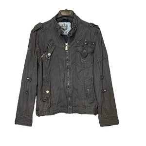 Veste homme XRAY vintage Y2K jeans gris manches longues col fermeture éclair intégrale taille LRG - Photo 1/8