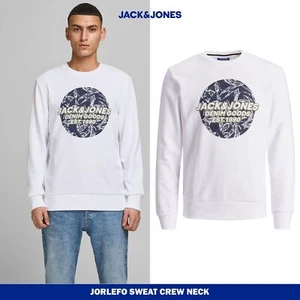 JACK&JONES Men's Logo printed pullover sweatshirt, crew neck & long sleeve White - Picture 1 of 30