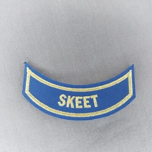 Skeet Gold Blue NRA Hunting Rocker Tab Ribbon 3.5"x1" Patch - Picture 1 of 2