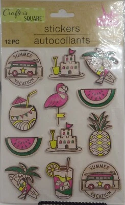 Crafter Square Tropical 3D Stickers Scrapbook Flamingo Surfboard Summer Vacation - Image 1 of 3