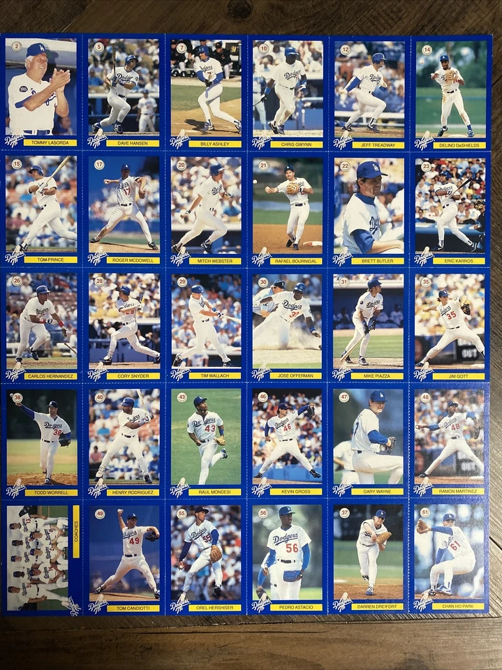 1995 Los Angeles Dodgers DARE & LAPD Team Set Sheet Uncut Perforated Cards - Image 1 of 4