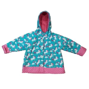 Child Waterproof Rain Coat Unicorn 2T Girls Fleece Line EUC Western Chief - Picture 1 of 5