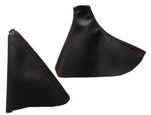 OPEL ASTRA J (2009-2015) Cuffia Leva Cambio e Freno Pelle - Cuciture Rosso - Picture 1 of 1