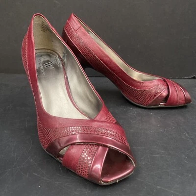 Womens Worthington Dark Red Purple Faux Leather Lizard Toe Pump High Heels 6 M - Image 1 of 4