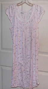 Women's MISS ELAINE Pink Floral Cap Sleeve Nightgown Size M - Picture 1 of 3