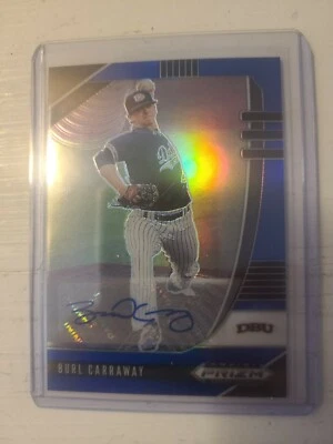 2020 Panini Prizm Draft BURL CARRAWAY blue prospect auto-47/60-Cubs - Image 1 of 2
