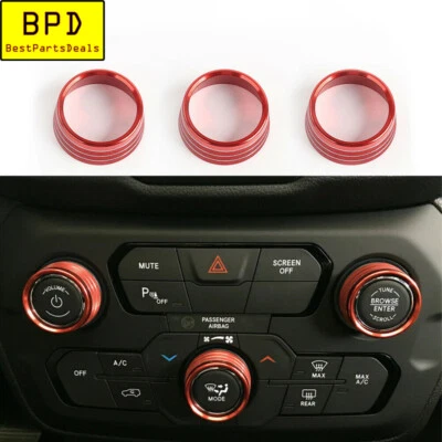 3 X 18-up Jeep Renegade красный алюминиевый регулировки кнопка ручка крышка отделки кольцо - Изображение 1 из 3