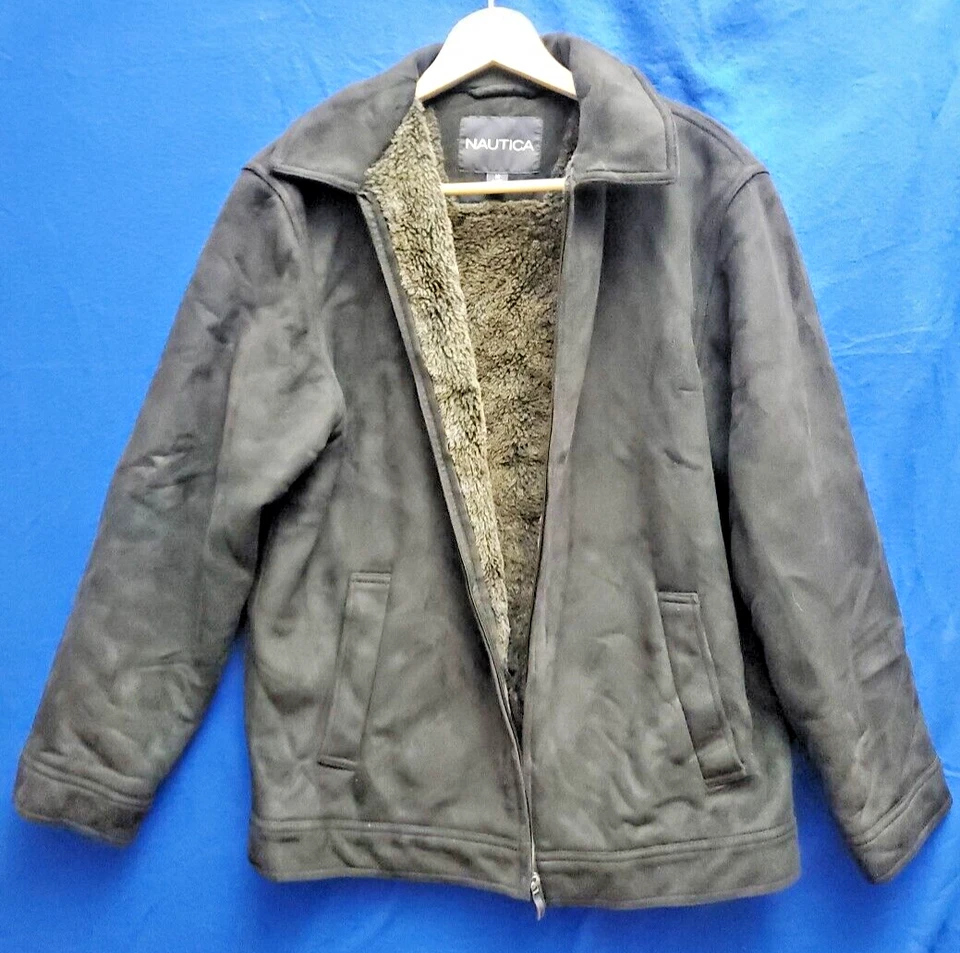 Chaqueta Nautica Vintage Negra Para Hombre Talla Mediana Esponjosa Forrada Cremallera Frontal Foto 1 de 4